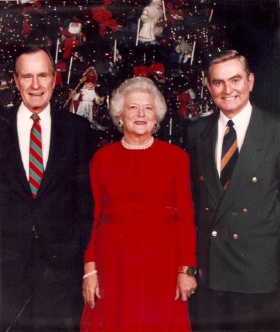 President George H. W. Bush and first lady Barbara with Dave Ward.